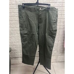 George Mens Cargo Pants Dark Ivy Olive Green Straight Leg Utility 40x29 NEW